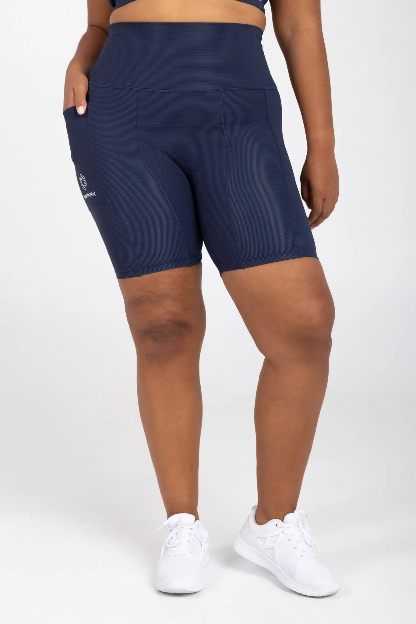 invisiSweat Bike Shorts - High Waisted Statement Navy (size down)