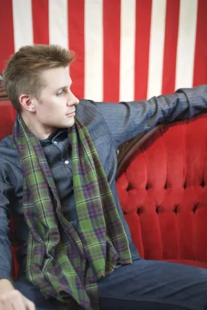 Italian Wool & Cotton Scarf Green
