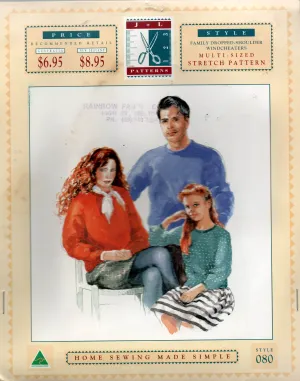 J & L Stretch #80 Family Windcheaters for Men Women Kids 1980s Vintage Sewing Pattern UNCUT Factory Folded
