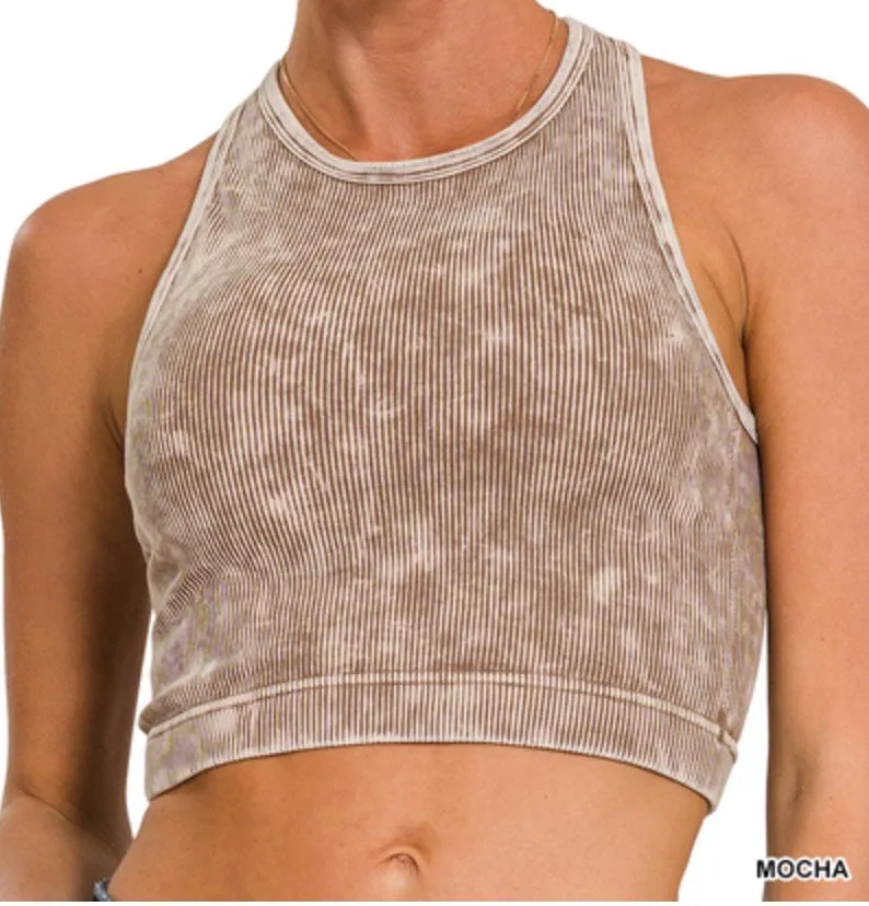 Jenna Racerback - Zenana Washed Built-In Bra Top