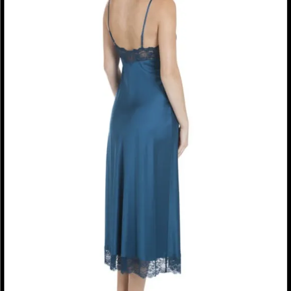 Jonquil Peacock Lace-Trim Satin Nightgown‎