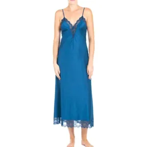 Jonquil Peacock Lace-Trim Satin Nightgown‎