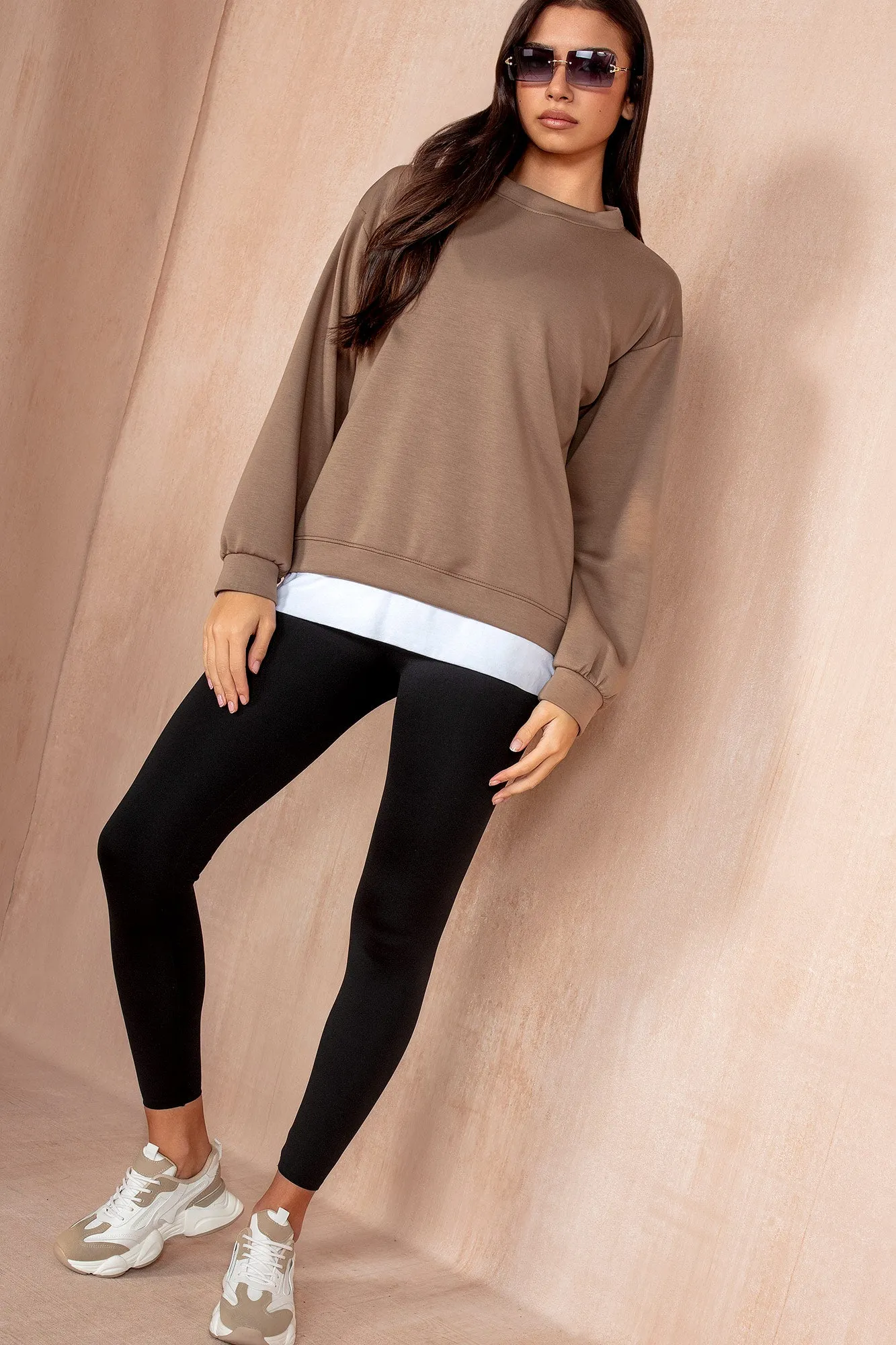 Jordan Camel White Hem Sweatshirt