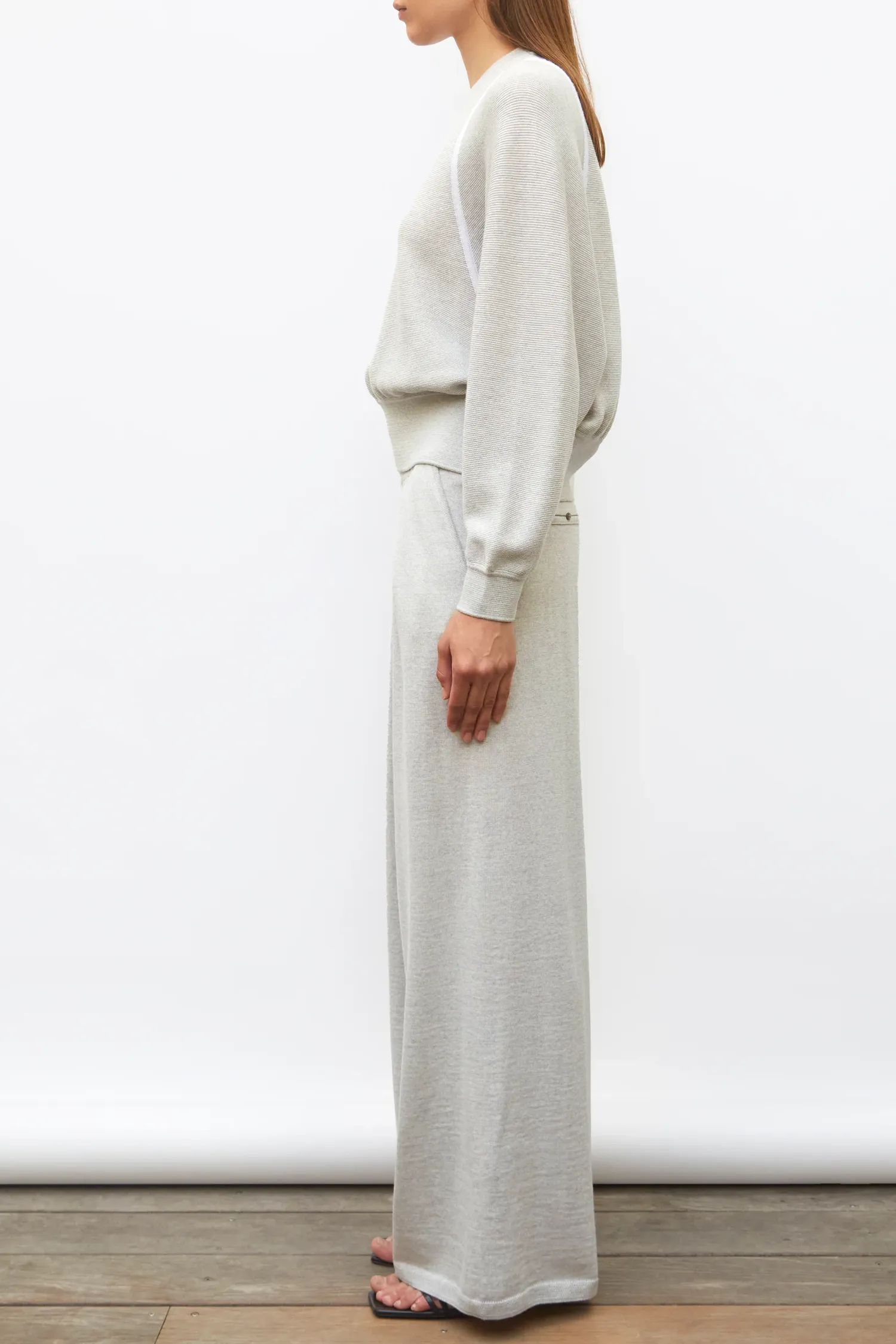 Jour Cropped Oversized Sweater Pearl Grey