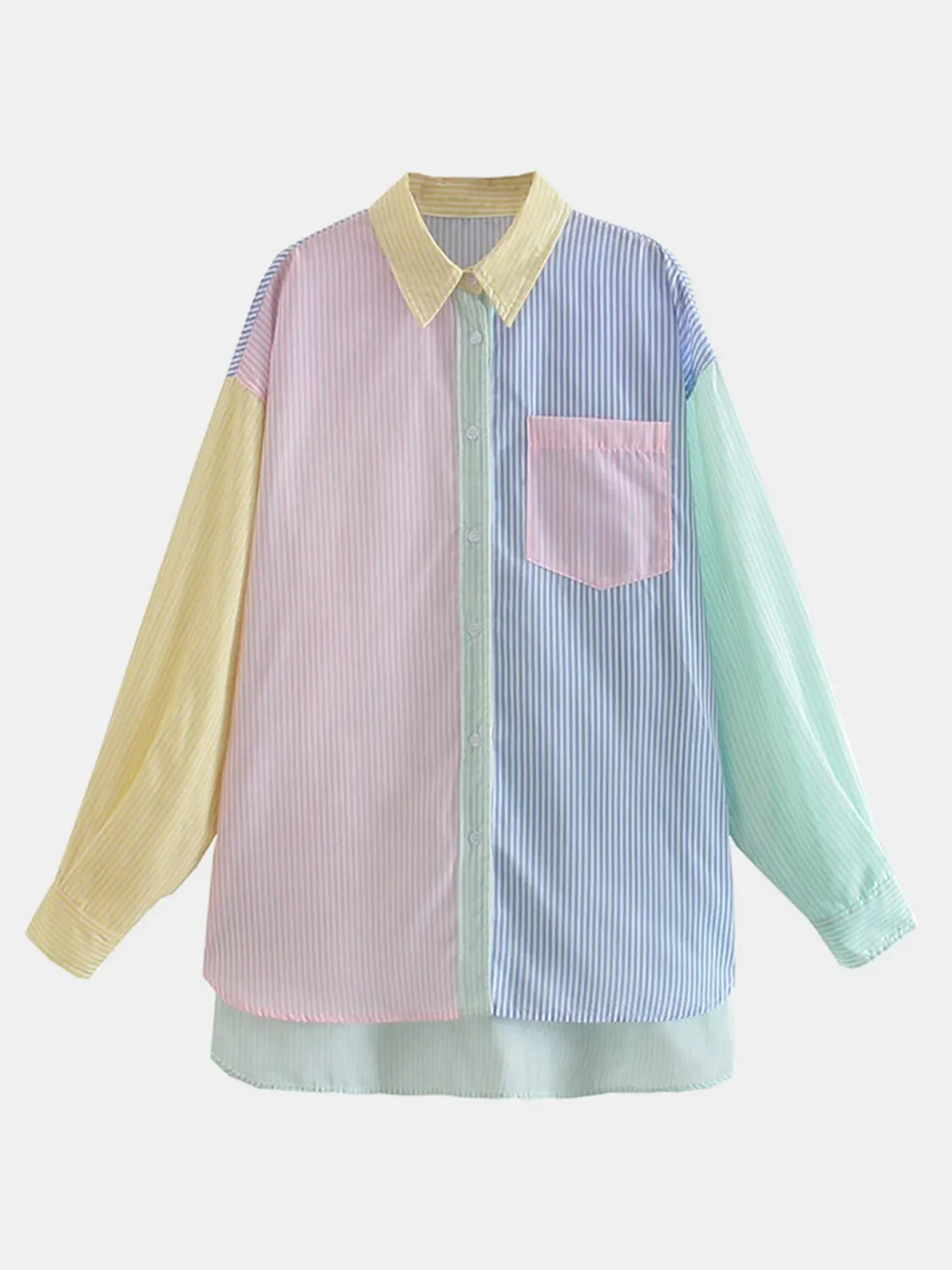 Jovy Pocketed Color Block Long Sleeve Shirt
