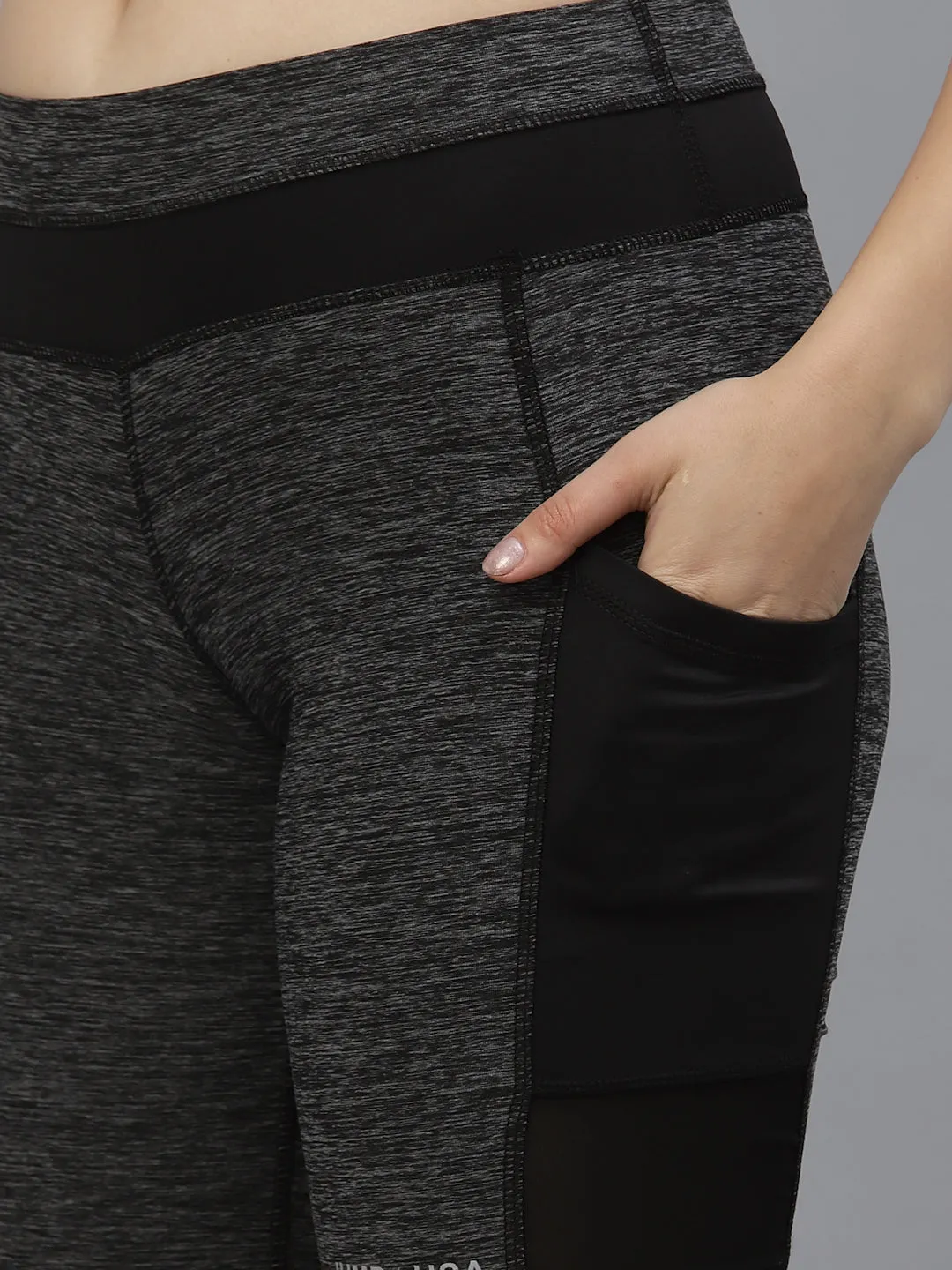 JUMP USA Women Dark Anthra Rapid-Dry Fit Running Short Tights