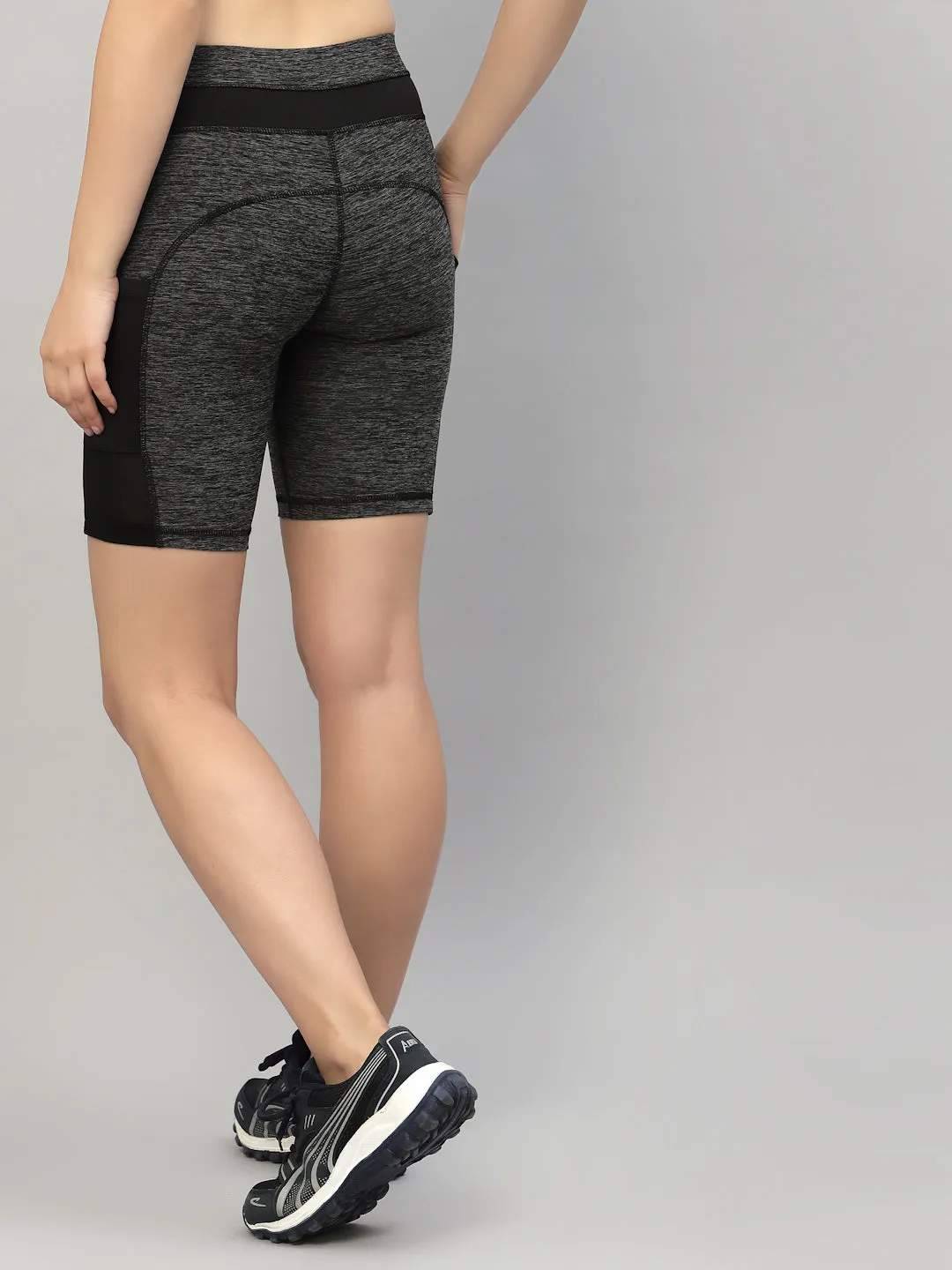 JUMP USA Women Dark Anthra Rapid-Dry Fit Running Short Tights