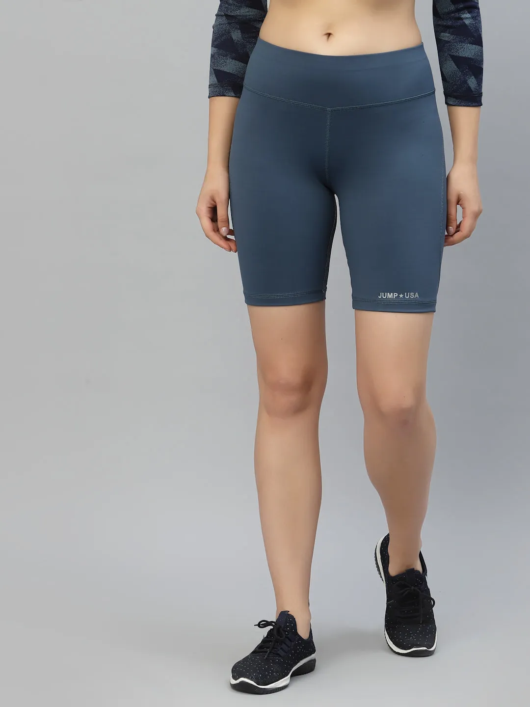 JUMP USA Women Solid Rapid-Dry Seamless Short Tights