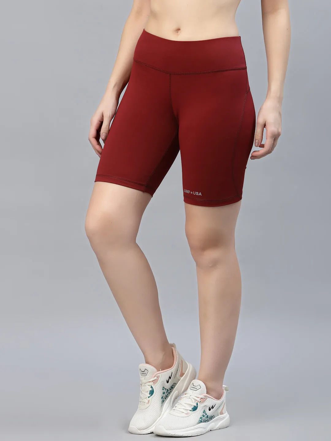 JUMP USA Women Solid Rapid-Dry Seamless Short Tights