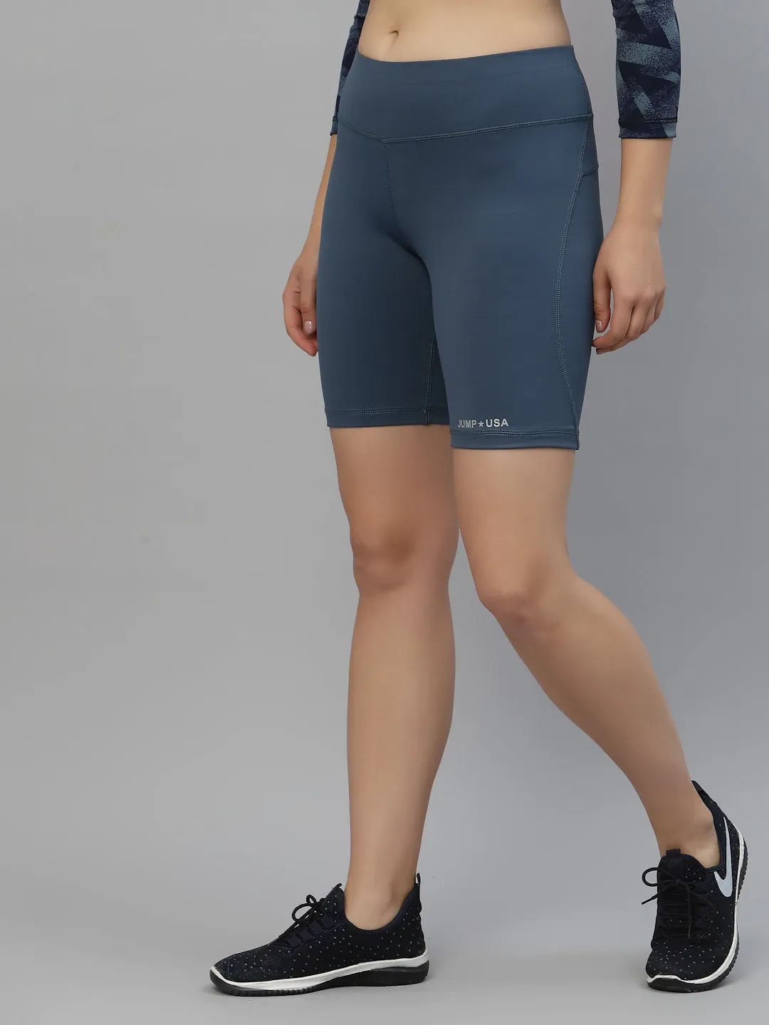 JUMP USA Women Solid Rapid-Dry Seamless Short Tights