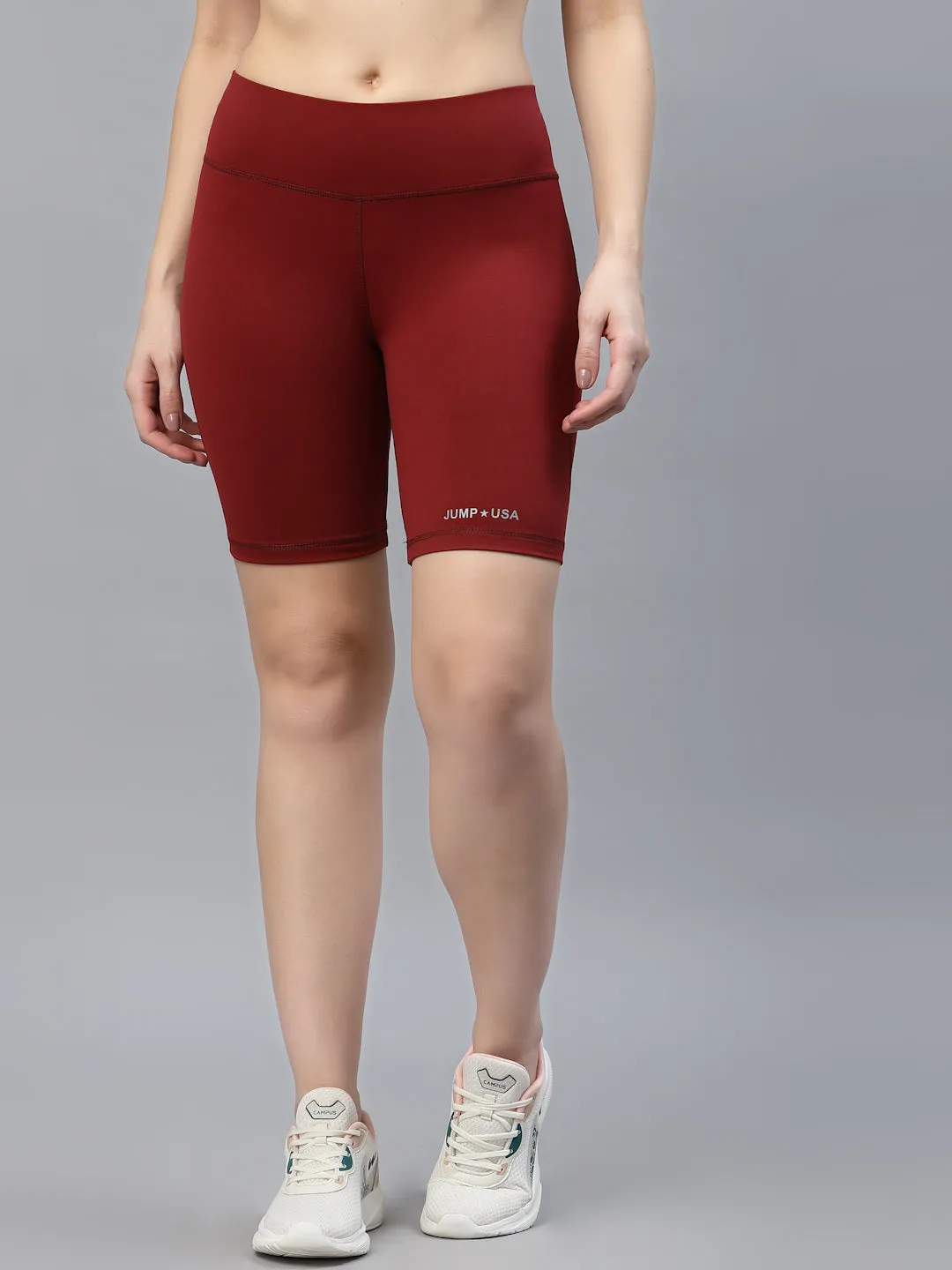 JUMP USA Women Solid Rapid-Dry Seamless Short Tights