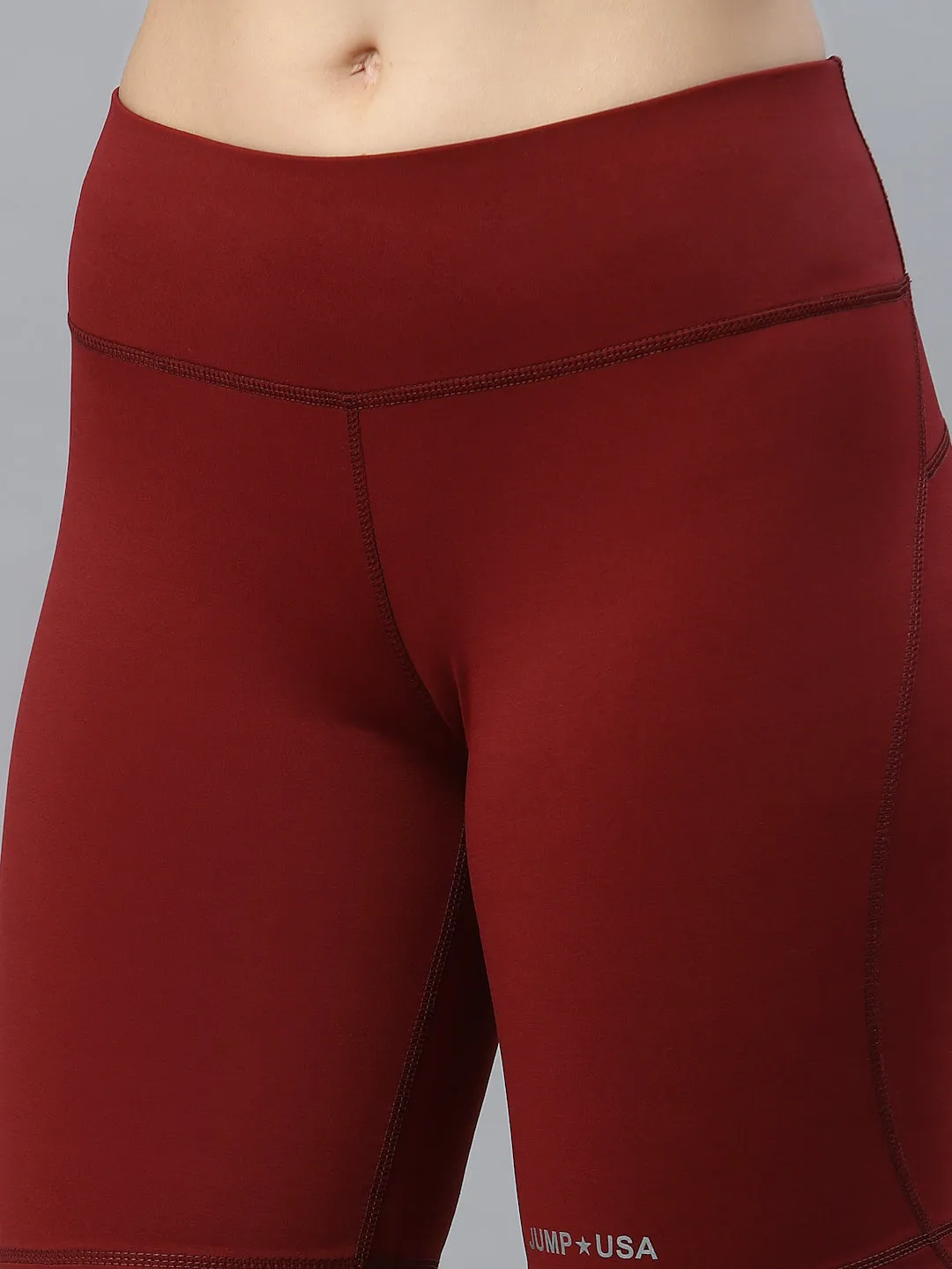 JUMP USA Women Solid Rapid-Dry Seamless Short Tights