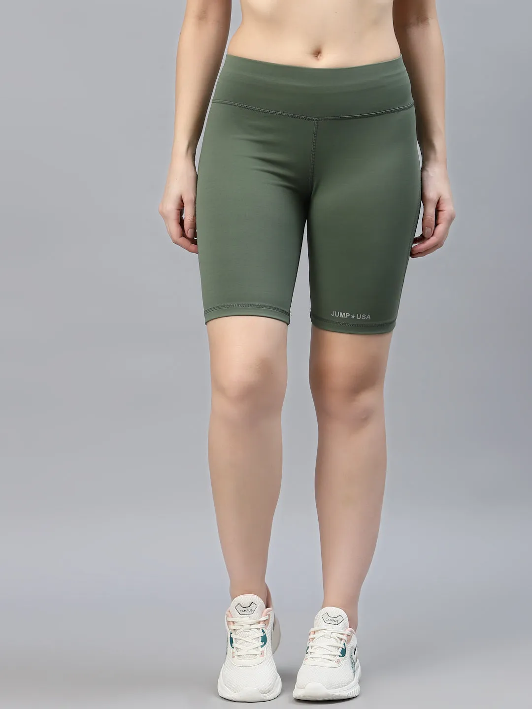 JUMP USA Women Solid Rapid-Dry Seamless Short Tights