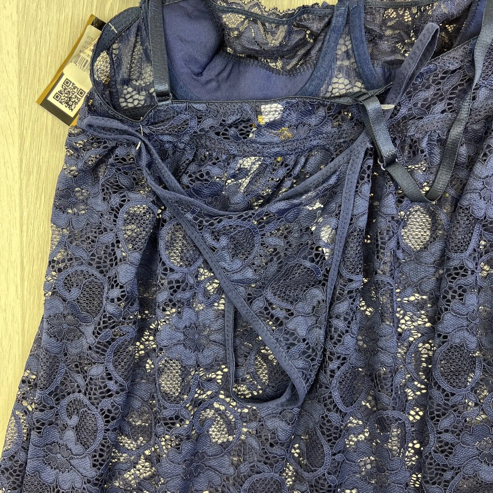 Just Sexy Lingerie Womens Navy Blue Lace Lingerie Set (Top and G-String) Size M