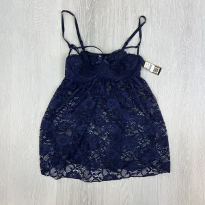 Just Sexy Lingerie Womens Navy Blue Lace Lingerie Set (Top and G-String) Size M