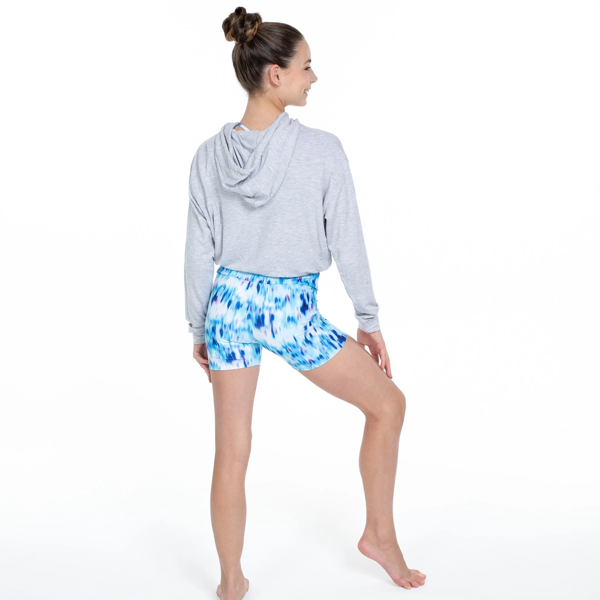 Justine Drawstring Hem Hoodie in Grey Marle