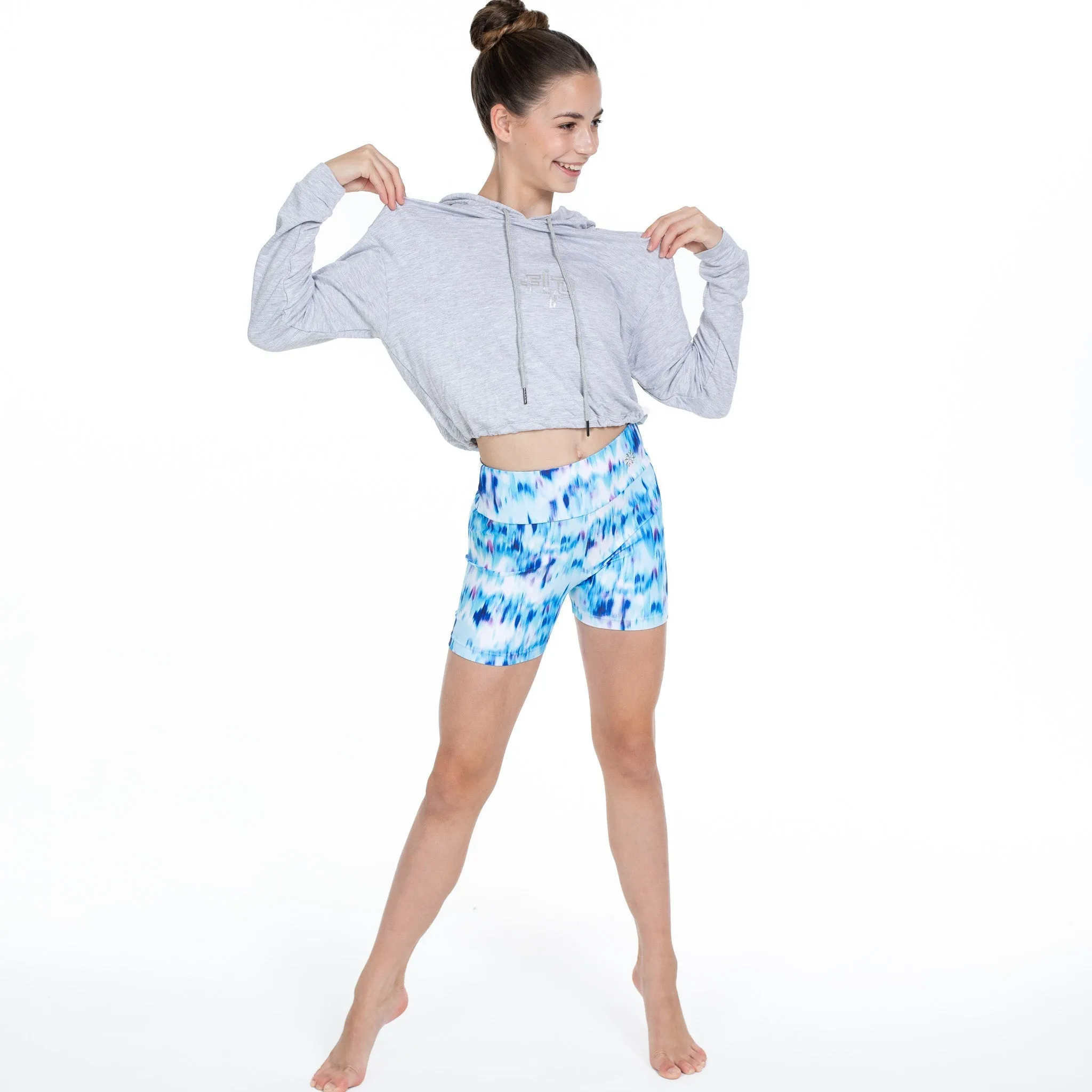 Justine Drawstring Hem Hoodie in Grey Marle