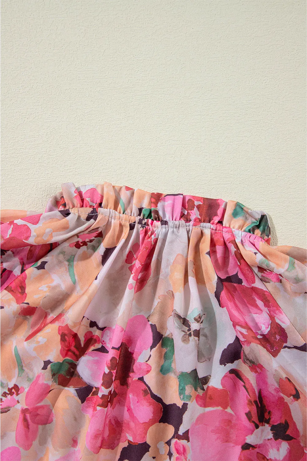 KaleaBoutique Floral Print Ruffled Stitch Buttoned Loose Fit Shirt