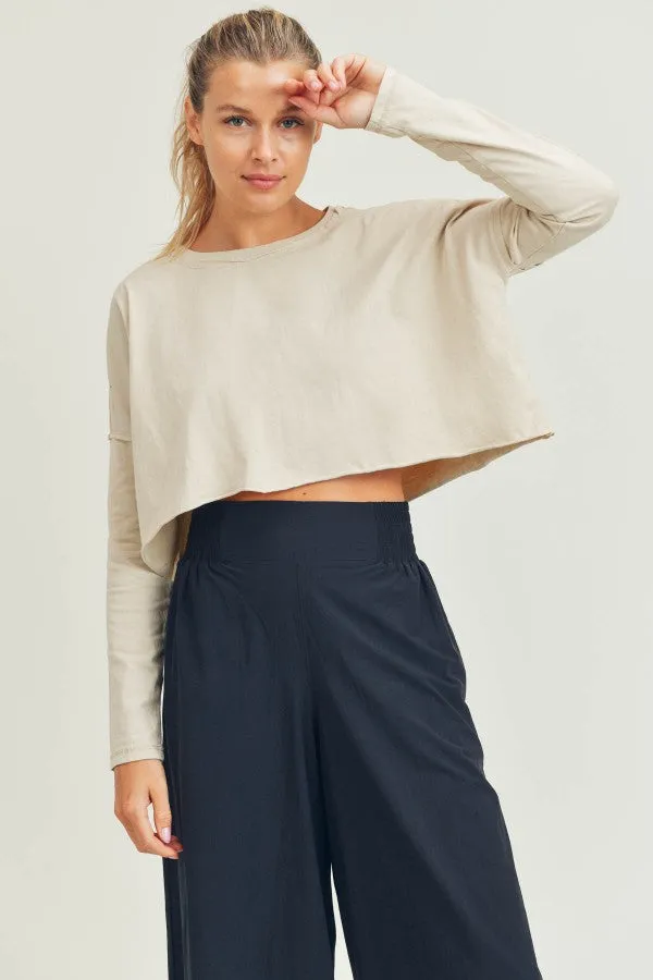 Karie Cropped Long-Sleeve Stone