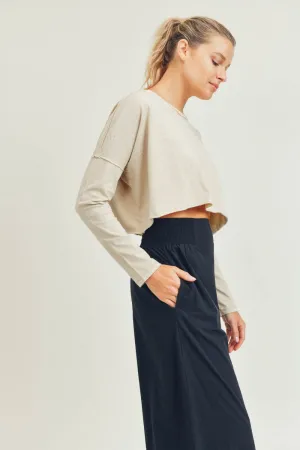 Karie Cropped Long-Sleeve Stone