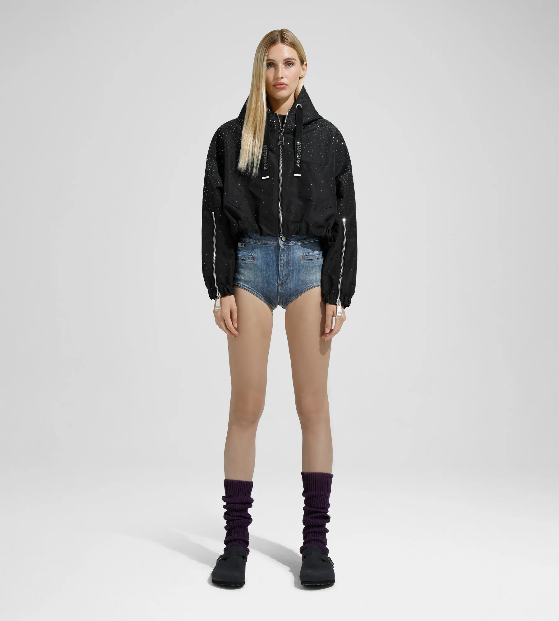 KHRIS CROP WINDBREAKER STRASS