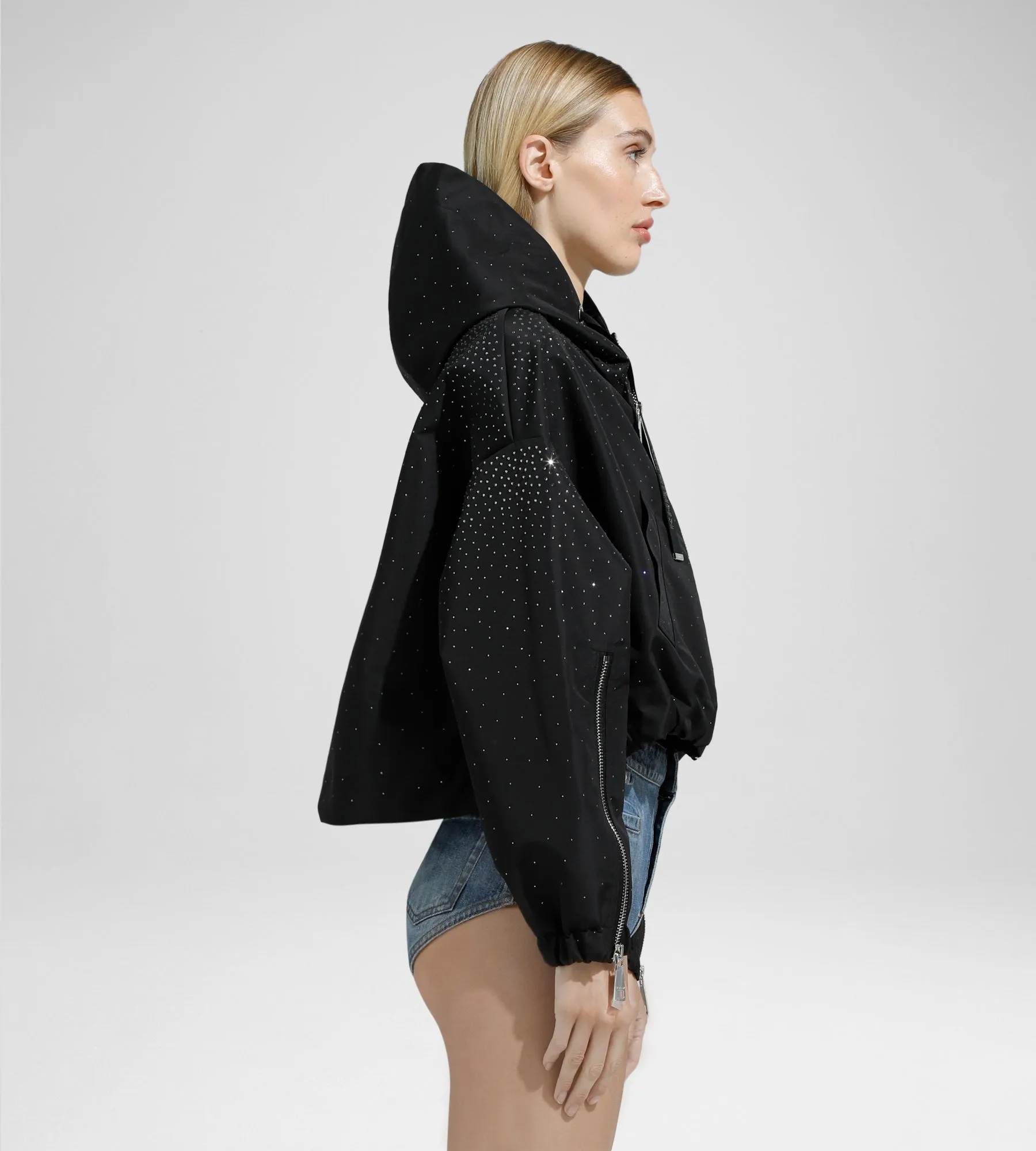 KHRIS CROP WINDBREAKER STRASS
