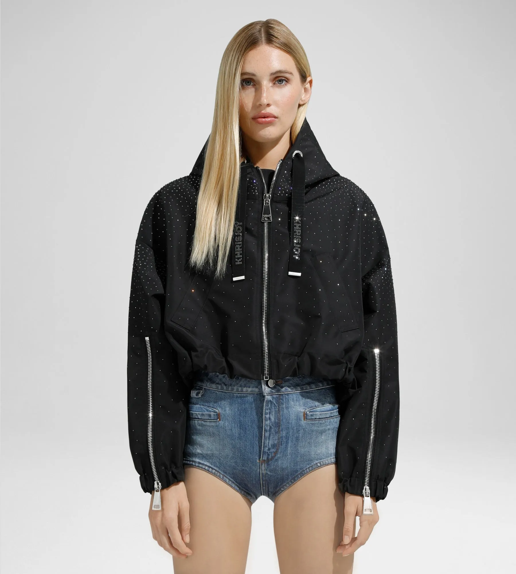 KHRIS CROP WINDBREAKER STRASS