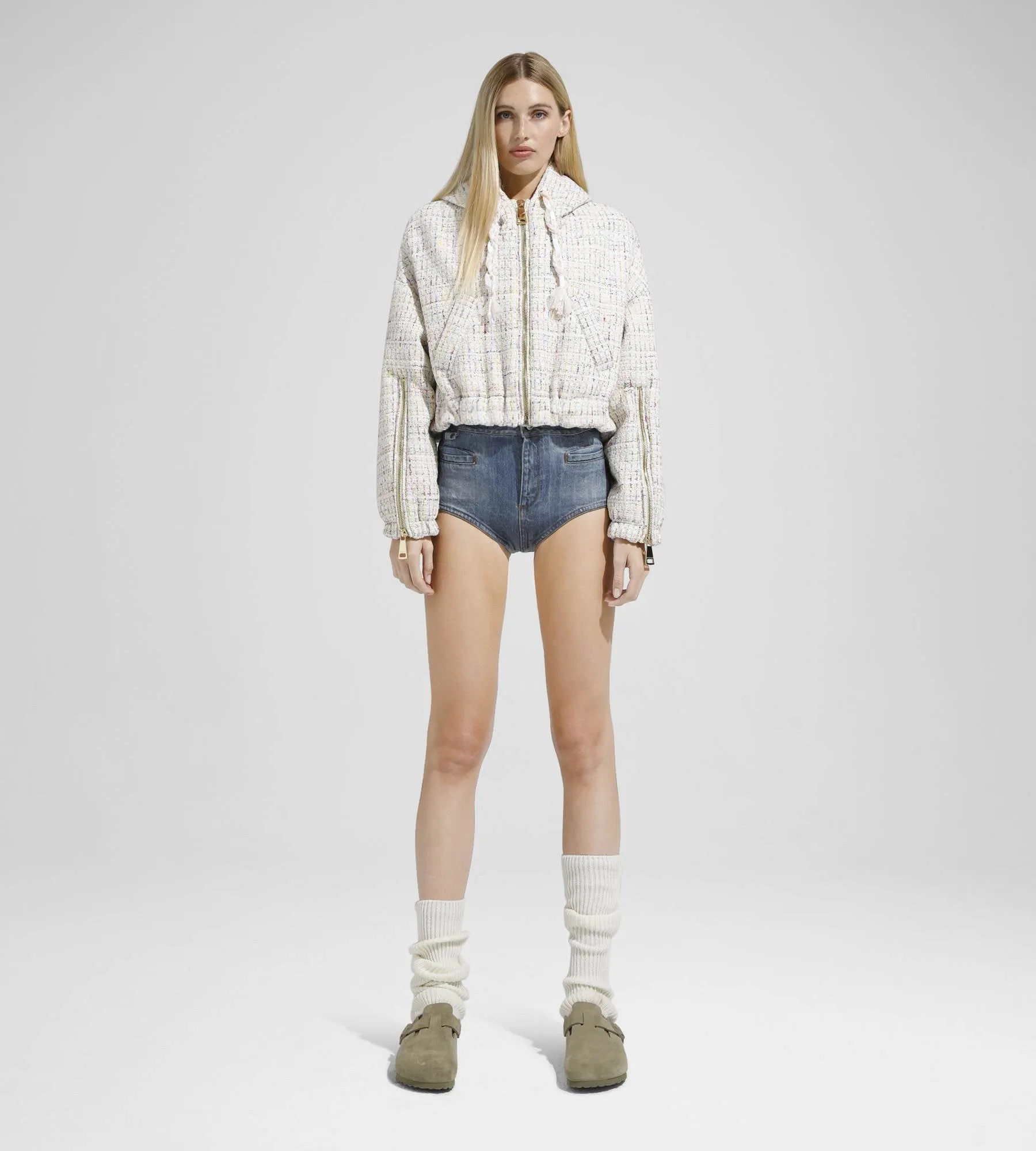 KHRIS CROP WINDBREAKER TWEED