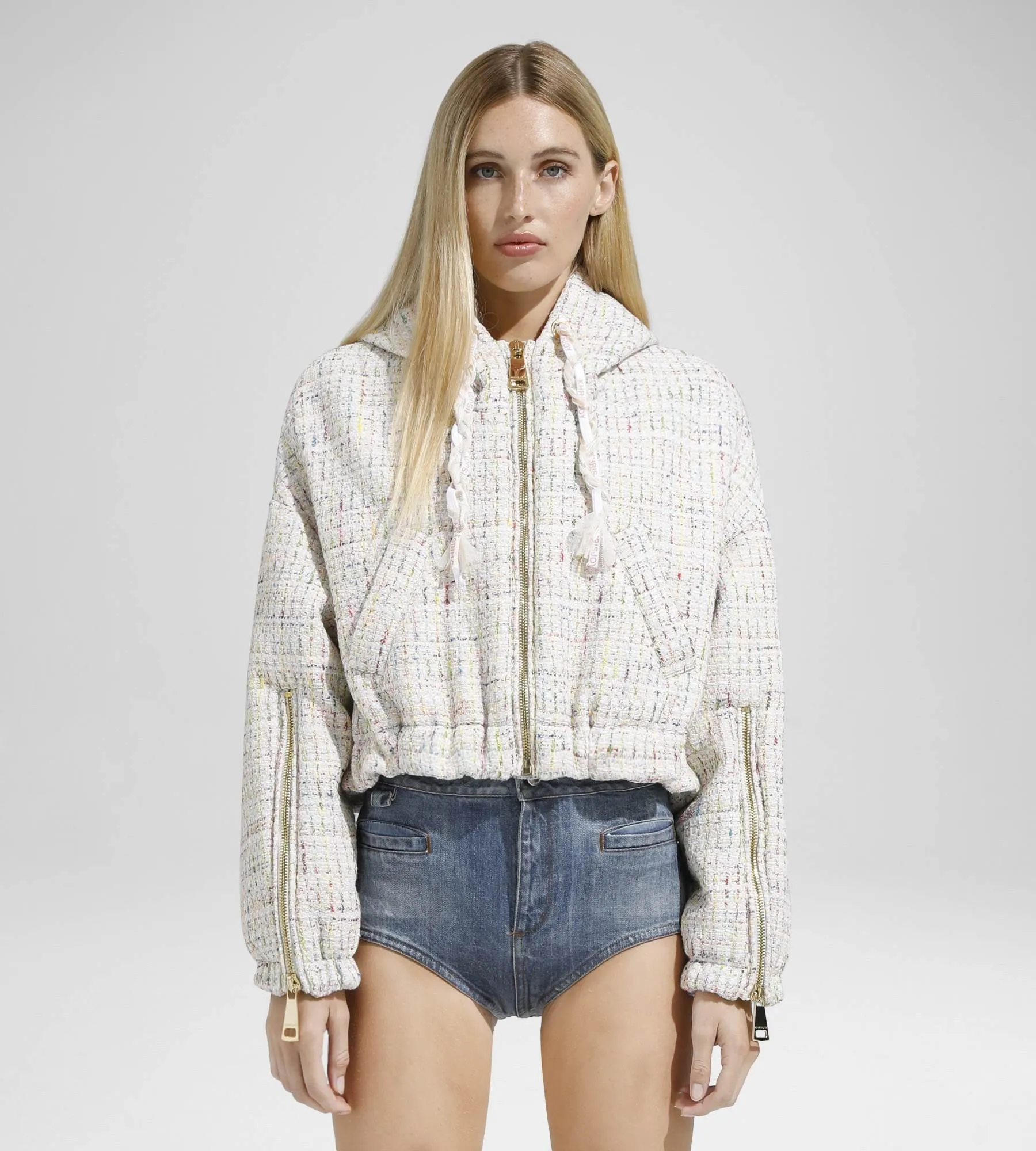 KHRIS CROP WINDBREAKER TWEED