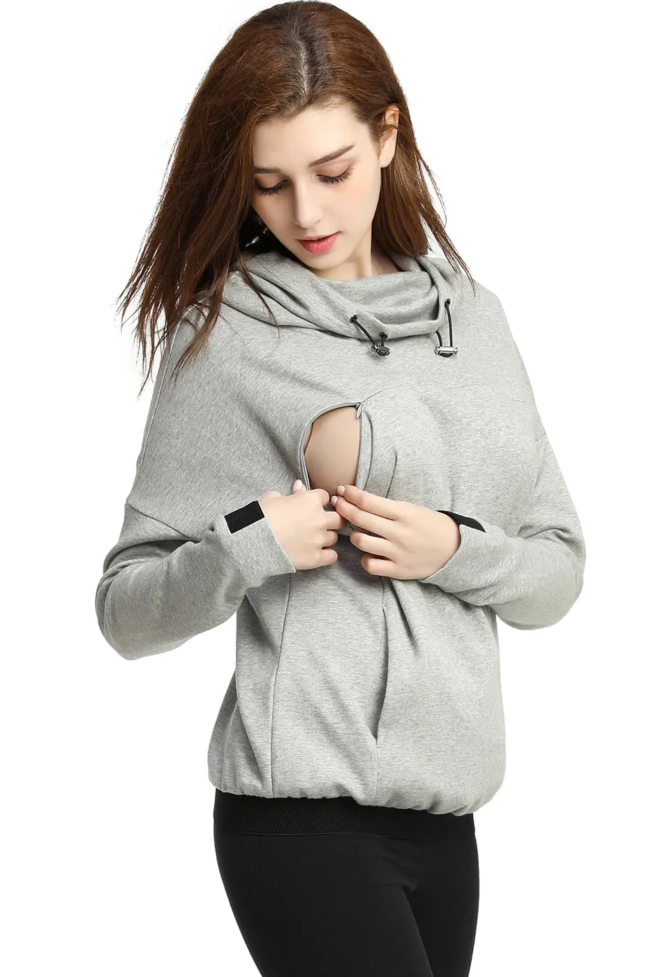 Kimi   Kai Maternity "Samara" Cowl Neck Nursing Hoodie