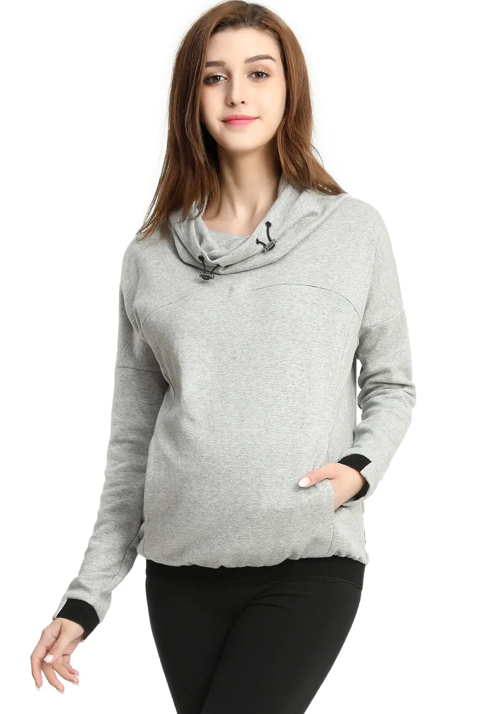 Kimi   Kai Maternity "Samara" Cowl Neck Nursing Hoodie