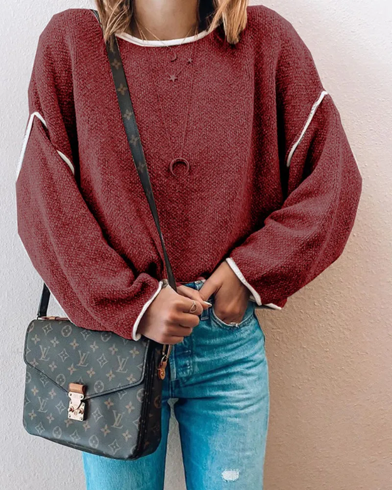 Knit Round Neck Sweatshirts Shirts Blouses