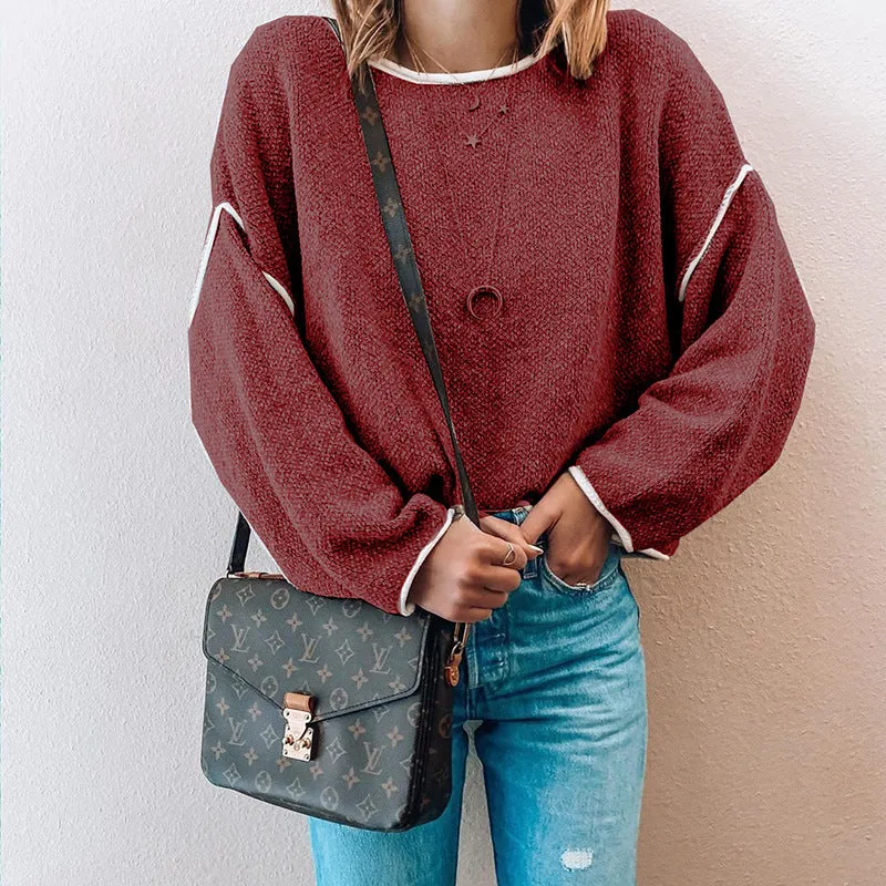 Knit Round Neck Sweatshirts Shirts Blouses