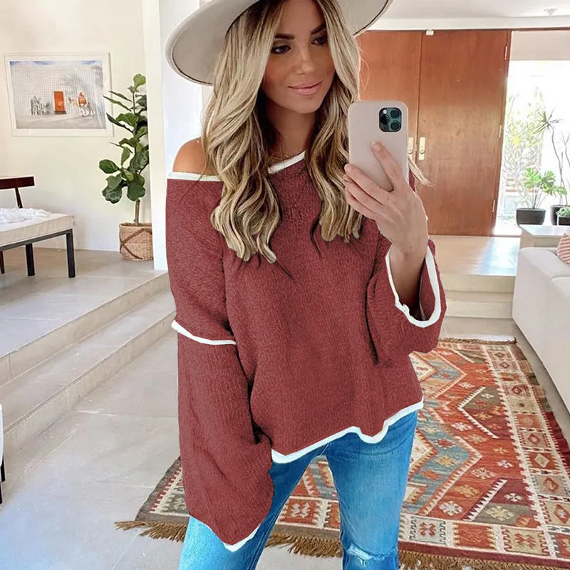 Knit Round Neck Sweatshirts Shirts Blouses