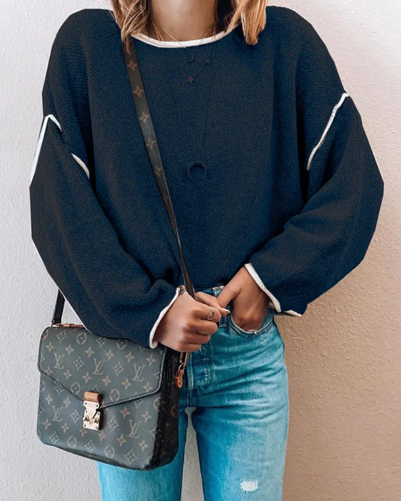 Knit Round Neck Sweatshirts Shirts Blouses