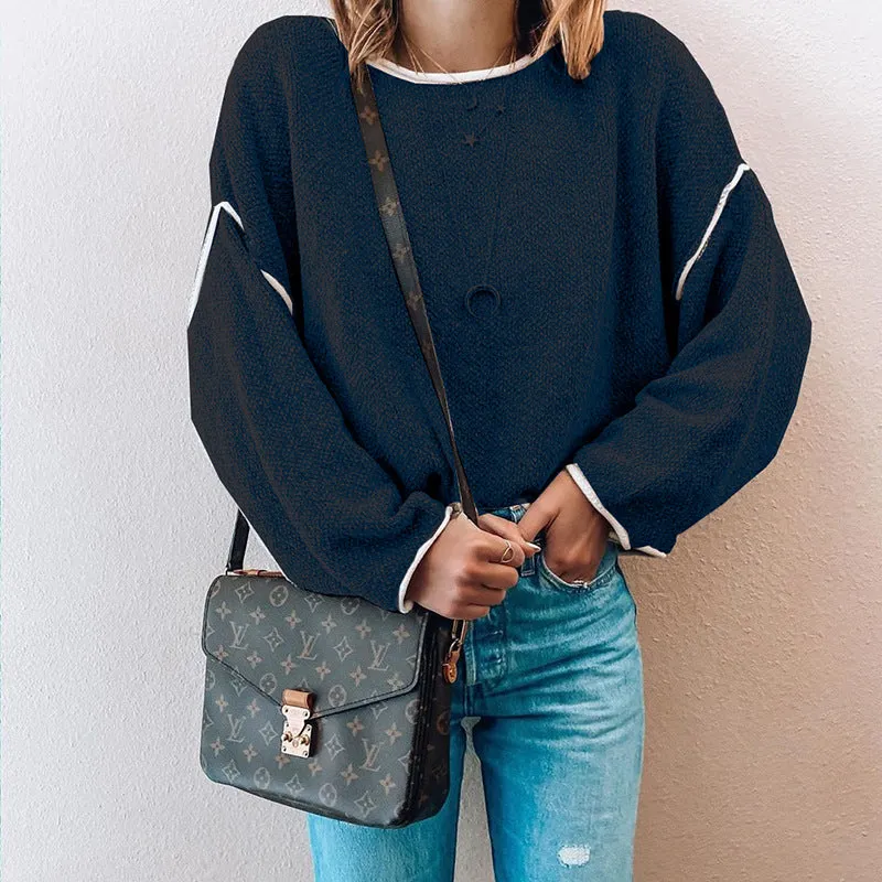 Knit Round Neck Sweatshirts Shirts Blouses