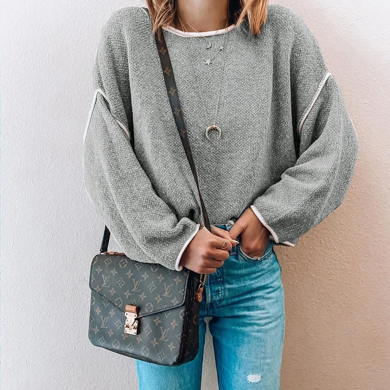 Knit Round Neck Sweatshirts Shirts Blouses