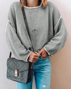Knit Round Neck Sweatshirts Shirts Blouses