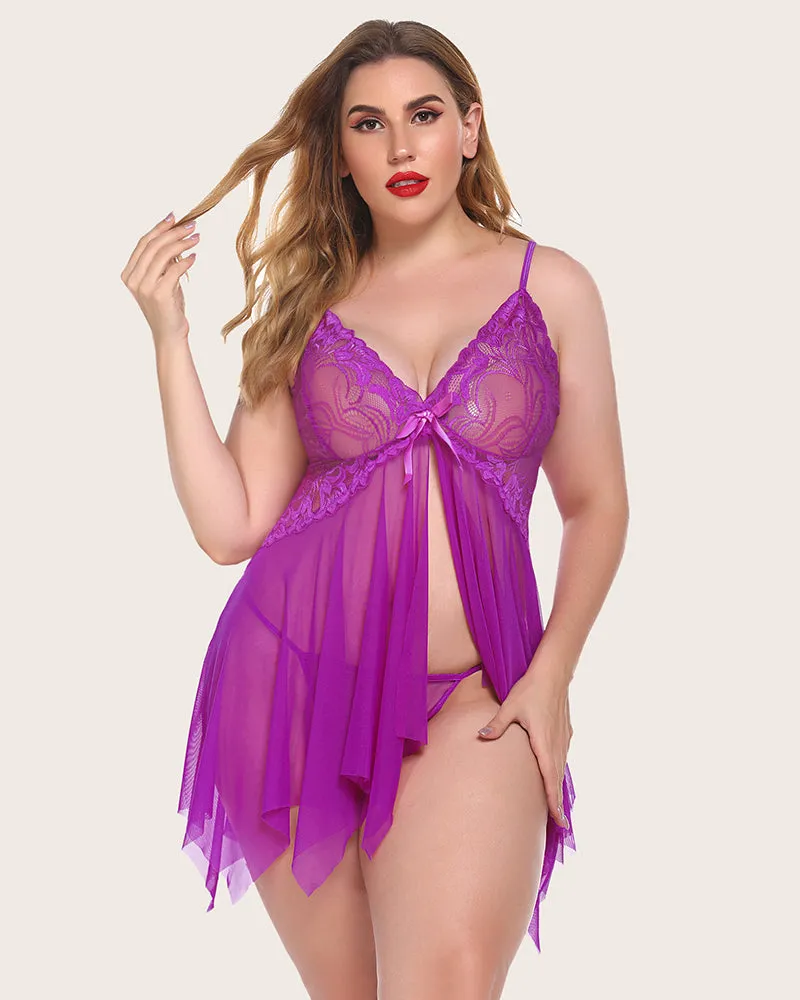 Lace Babydoll Sleepwear Outfits Plus Size Lingeries