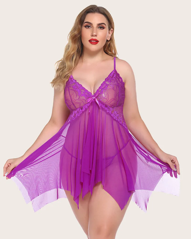 Lace Babydoll Sleepwear Outfits Plus Size Lingeries