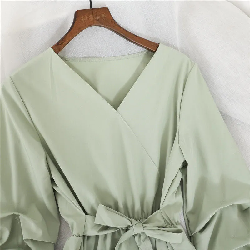 Lace-Up V-Neck Blouses