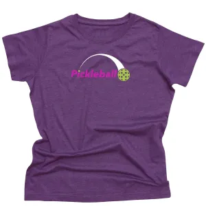 Ladies Pickleball Swoosh T-Shirt - Vintage Casual Cotton Blend