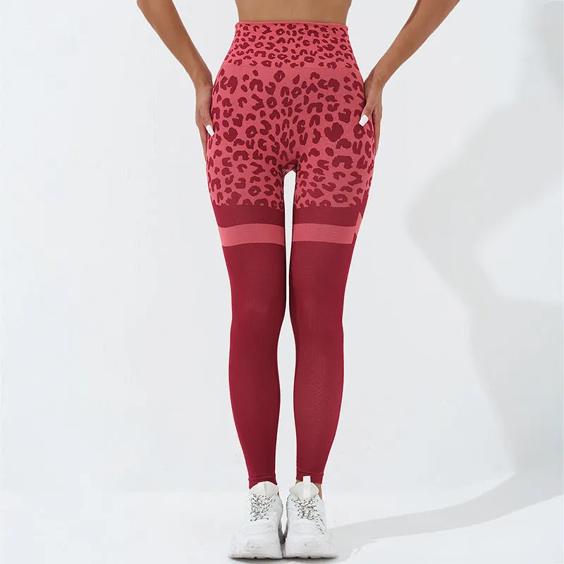 Leopard Print Fitness Pants For trendy Women High Waist Butt Lifting Seamless Leggings Elastic Running Sport Training Yoga Pants Gym Outfits Clothing