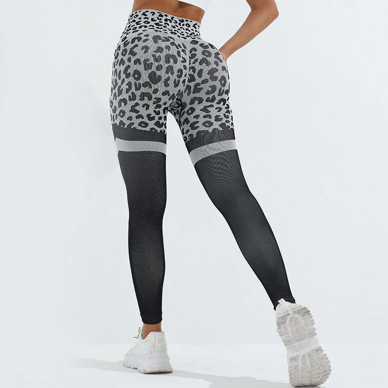 Leopard Print Fitness Pants For trendy Women High Waist Butt Lifting Seamless Leggings Elastic Running Sport Training Yoga Pants Gym Outfits Clothing