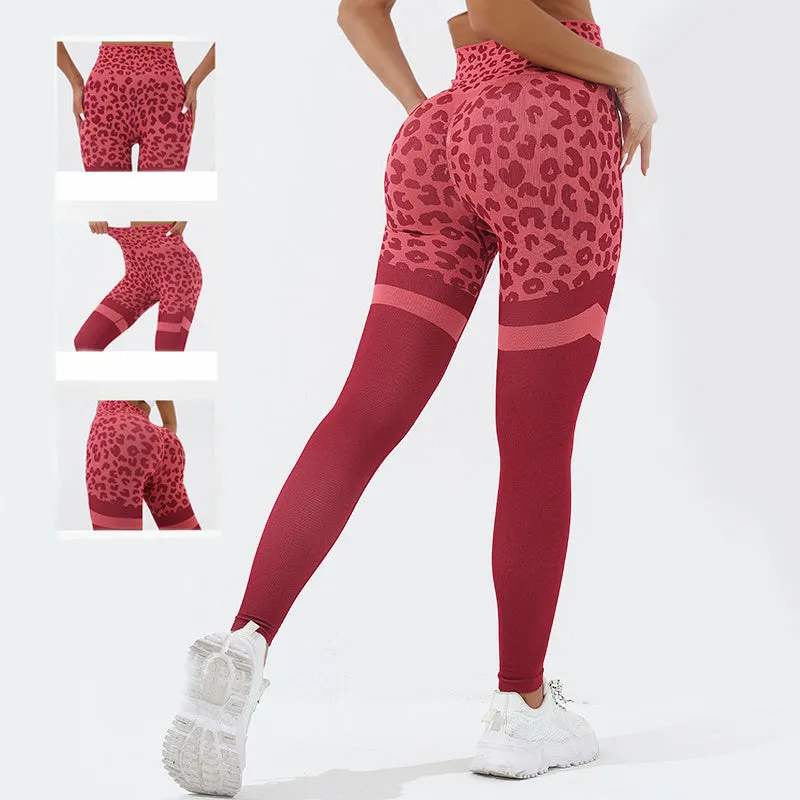 Leopard Print Fitness Pants For trendy Women High Waist Butt Lifting Seamless Leggings Elastic Running Sport Training Yoga Pants Gym Outfits Clothing
