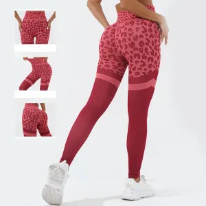 Leopard Print Fitness Pants For trendy Women High Waist Butt Lifting Seamless Leggings Elastic Running Sport Training Yoga Pants Gym Outfits Clothing
