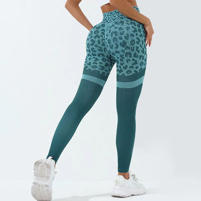 Leopard Print Fitness Pants For trendy Women High Waist Butt Lifting Seamless Leggings Elastic Running Sport Training Yoga Pants Gym Outfits Clothing