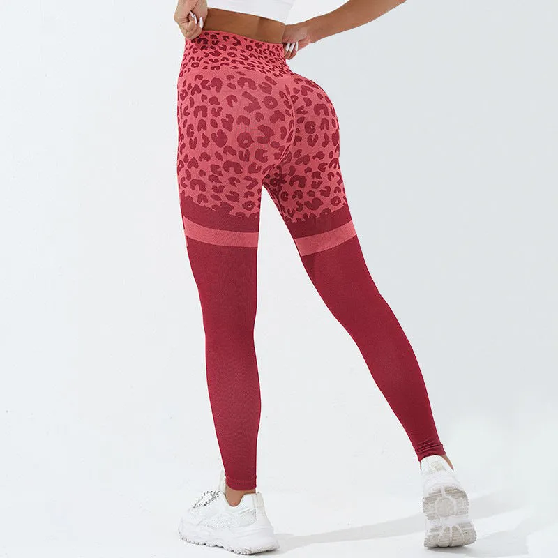 Leopard Print Fitness Pants For trendy Women High Waist Butt Lifting Seamless Leggings Elastic Running Sport Training Yoga Pants Gym Outfits Clothing