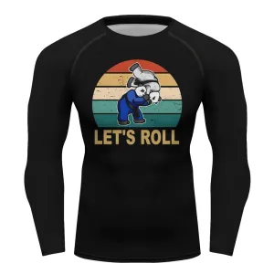 Let's Roll Panda Jiu Jitsu Compression Shirt - BJJ, MMA, Running Cyling
