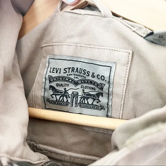 Levi's Hooded Crop Preppy Field Utility Cotton Jacket Khaki XL NWT